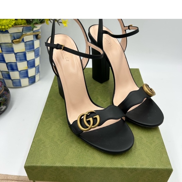 Women’s Gucci, GG  Marmont, block  heel strap sandals 105 cm size 42 Italy - Picture 1 of 13